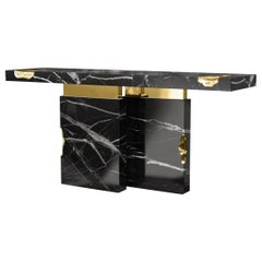 Empire Nero Marquina Console - Hand-Crafted Turned Marble & Brass - Boca do Lobo