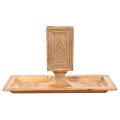 Antique Tiffany Studios New York Graduate Pattern Bronze Doré Match Box Holder