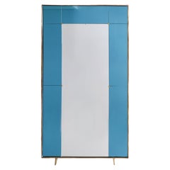 Mid-Century Modern Blue Brass Floor Mirror by Cristal Arte, Italy 1950s