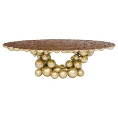Newton Gold Walnut Dining Table - Hand-Crafted Gold & Aluminum - Boca do Lobo