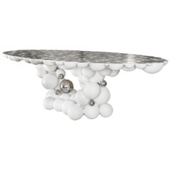 Newton White Dining Table - Hand-Crafted Gold Plate Aluminum - Boca do Lobo