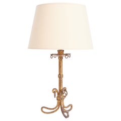 Lampada da tavolo spagnola in ferro dorato