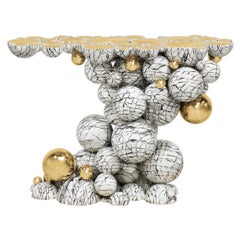Newton Faux-Marble Console - Hand-Crafted Gold Plate Aluminum - Boca do Lobo