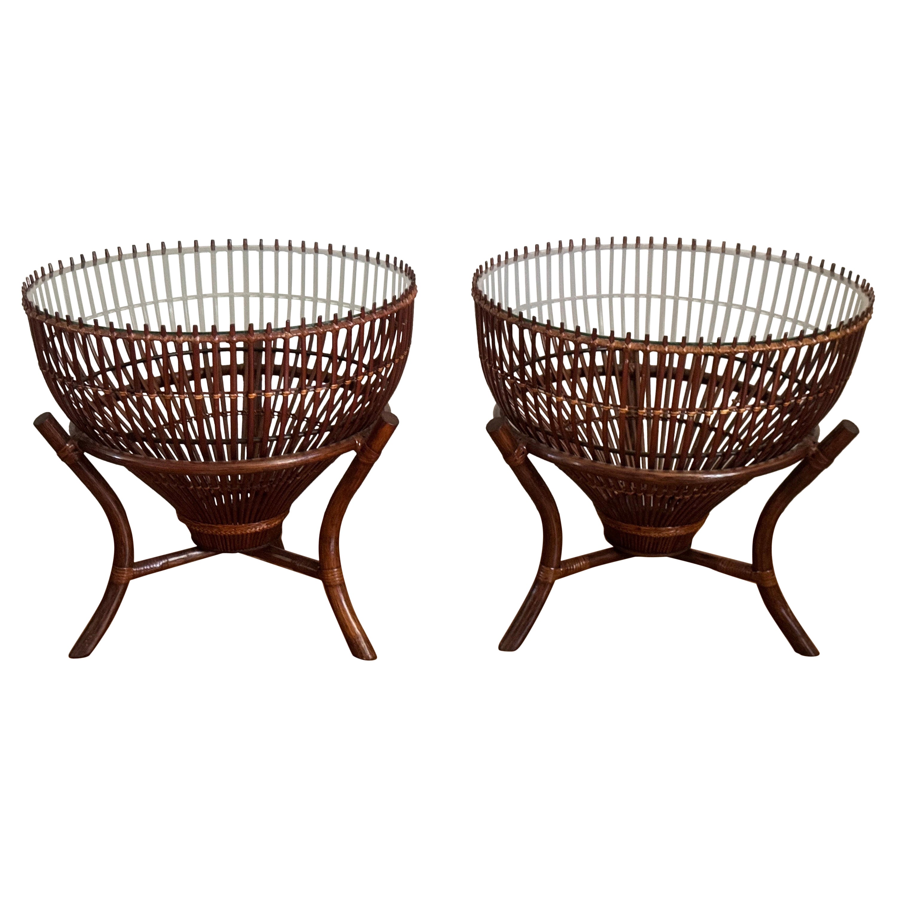 Tables à panier en forme de piège à poisson de la fin du 20e siècle dans le style de Franco Albini en vente