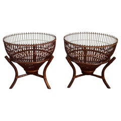 Late 20th Century Fish Trap Basket Tables in the Style of Franco Albini