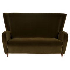 Two-Seater Green Velvet Sofa by Paolo Buffa for the Hotel Bristol, Italy, c.1950