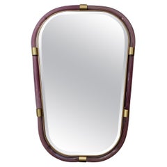 Artisan Murano Blown Shield-Shaped Reeded Glass Mirror, Contemporary
