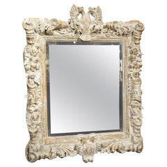 Italian White Parcel Paint Composition Mirror with Double Eagle Cartouche, 20thC