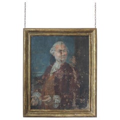 Spätes 17./frühes 18. Jahrhundert Porträt eines Herrn Italienischer Sqrafitto Giltwood Rahmen