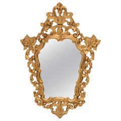 Antique Spanish Gilt Wood Baroque Scrollwork Mirror 20th Century