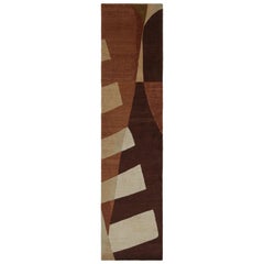 Rug & Kilim’s Art Deco Style runner with Geometric Patterns in Tones of Brown