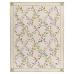 Rug & Kilim's Contemporary Needlepoint rug in Green, Golden, Lilac Florals