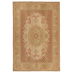Rug & Kilim's Aubusson style Flat Weave in Brown, Gold and Red Floral Medallion (en anglais)