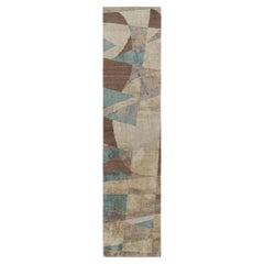 Rug & Kilim's Geometric King Lear Blue and Beige Wool-Silk Runner