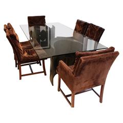 Paul Evans Signed PE-24 Dining Table with Six Chairs