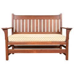 L. & J. G. Stickley Antique Mission Oak Arts & Crafts Settee or Loveseat