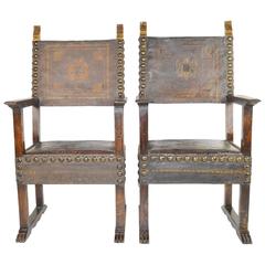 18th Century Pair of Spanish Colonial Style Armchairs 8