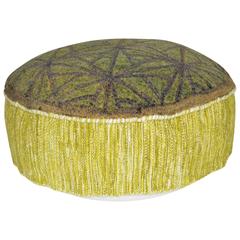 Upholstered Fabric Pouf or Ottoman