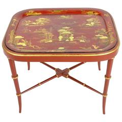 19th Century Red Chinoiserie Tray Table
