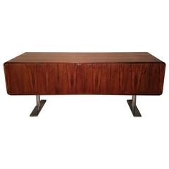 Rare Lief Jacobsen Rosewood and Chrome Credenza