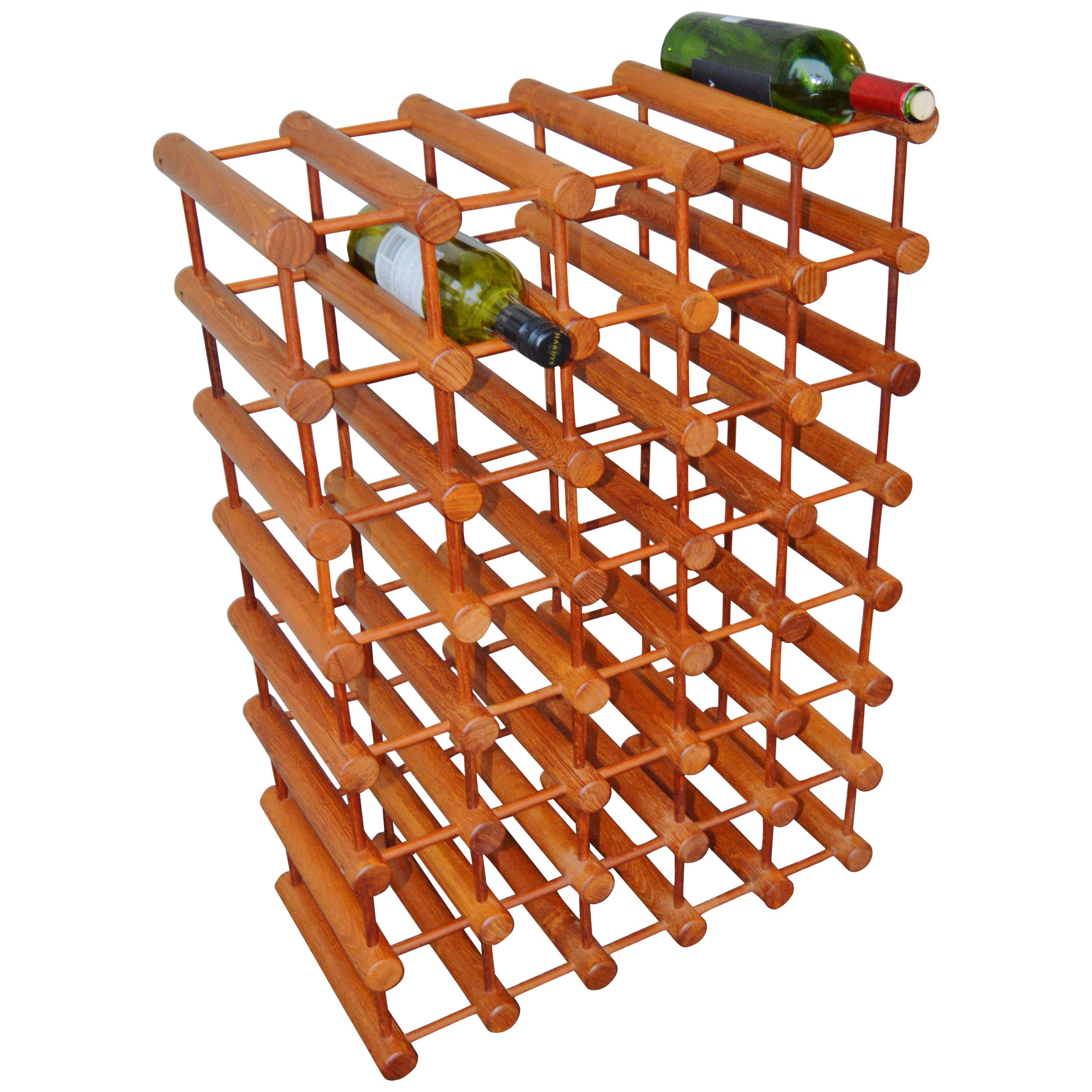 Huge 42 Bottle Teak Wine Rack by Nissen
