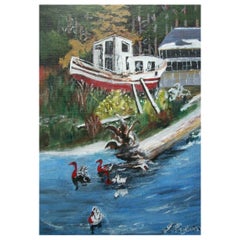 JEAN ROYSTON – „Seafarers-Old & New“ – Vintage-Acrylgemälde – Kanada – C1980