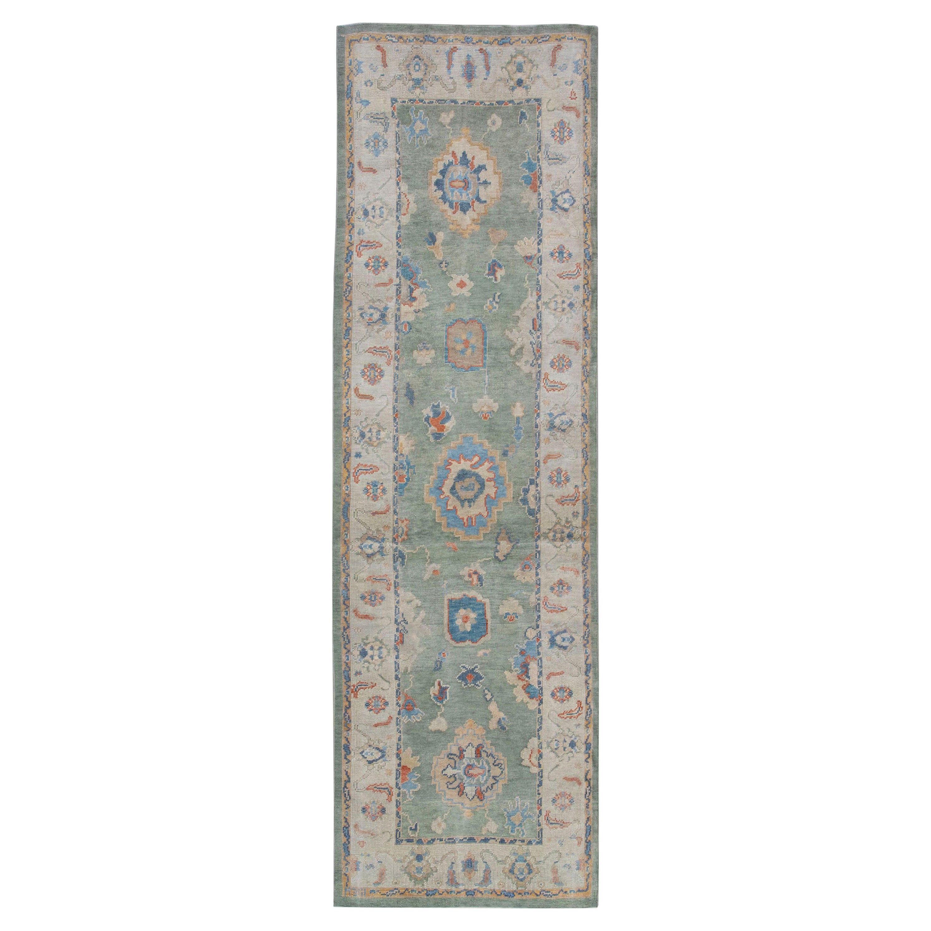 Oushak Rug Oriental Hand Knotted Turkish Oushak 4' x 12'8" #5359