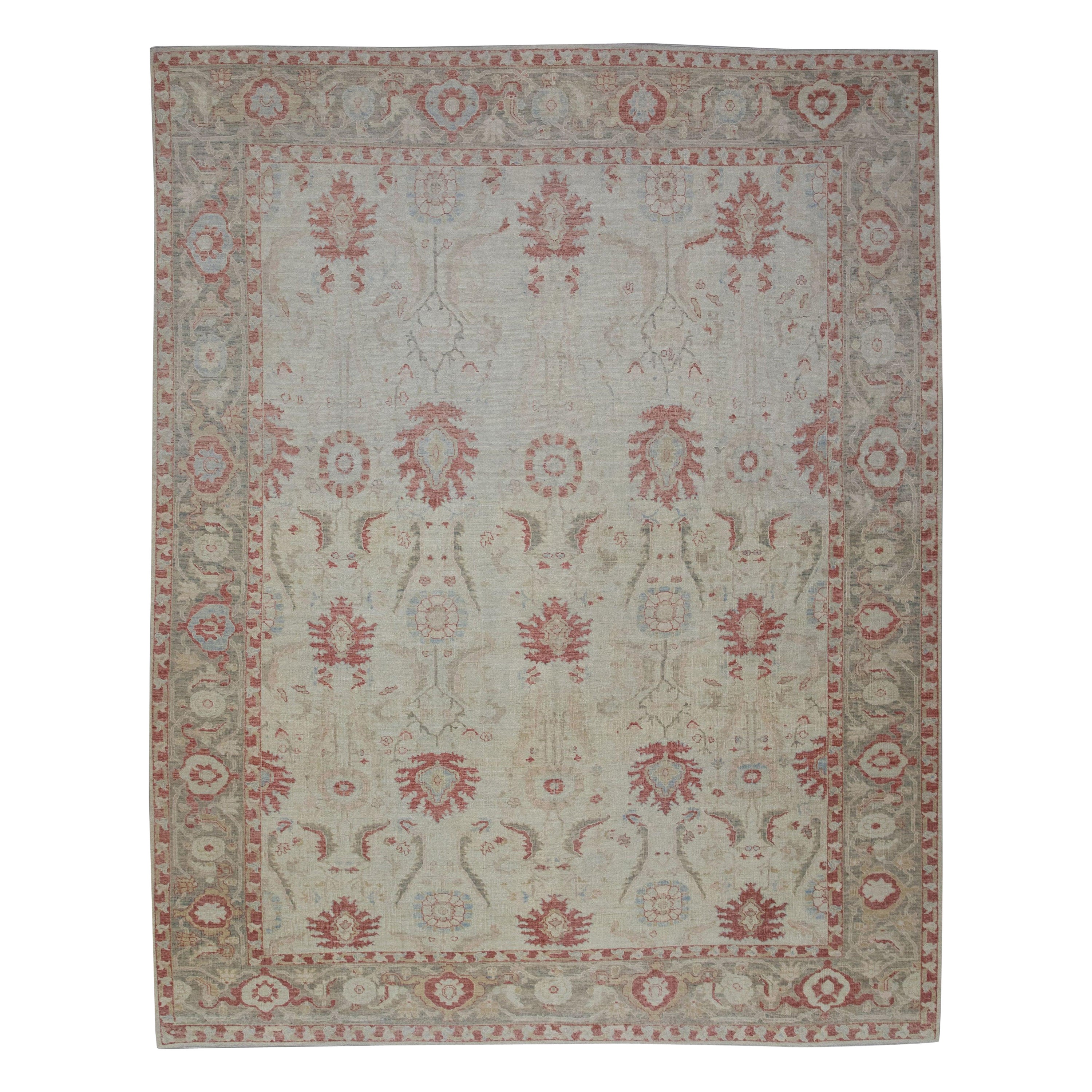 Oushak Rug Oriental Hand Knotted Turkish Antique Look Oushak 9'7" x 12'1" #6031