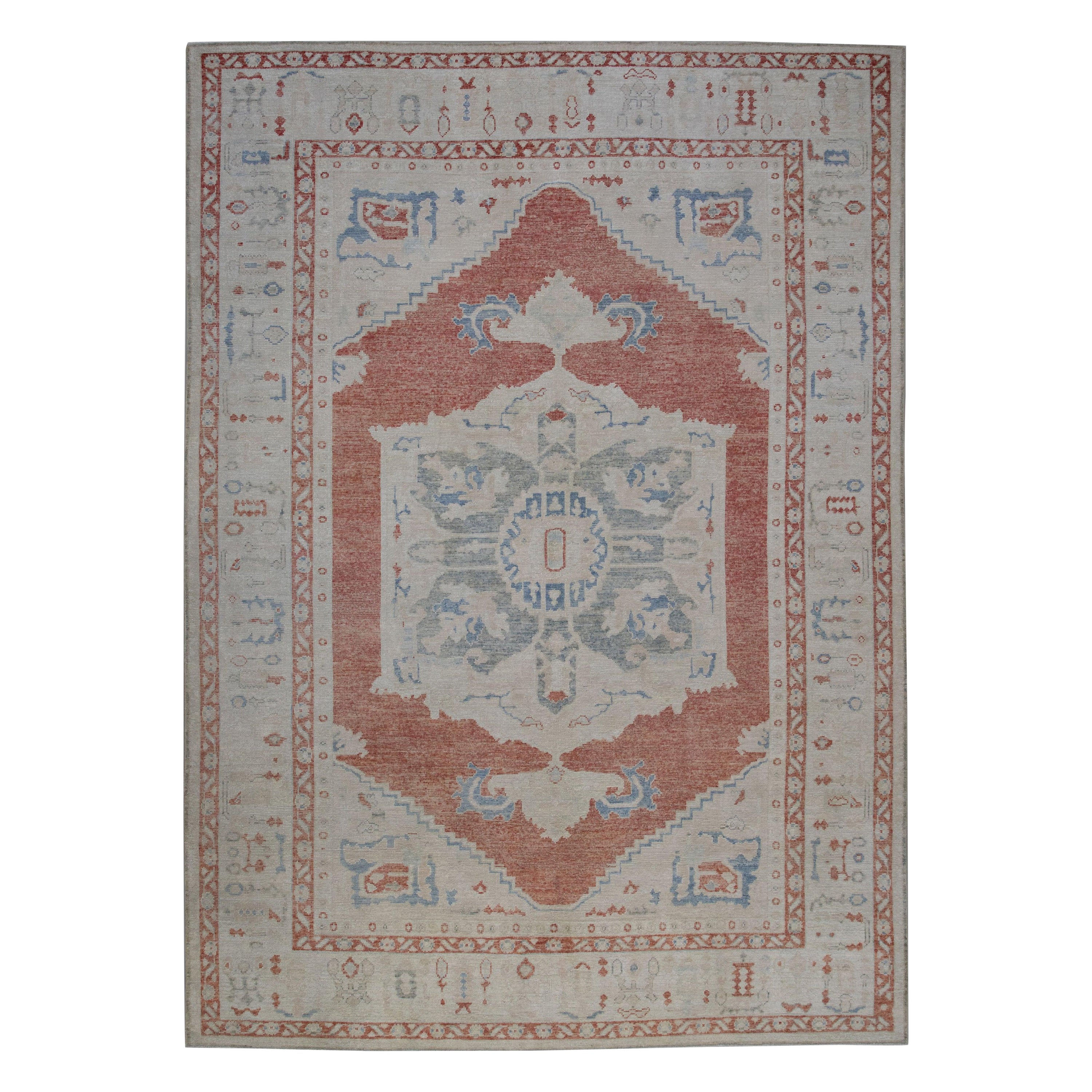 Oushak Rug Oriental Hand Knotted Turkish Antique Look Oushak 9' x 12'1" #5970