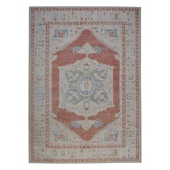 Alfombra Oushak Oriental Anudada a Mano Turca Aspecto Antiguo Oushak 9' x 12'1" #5970