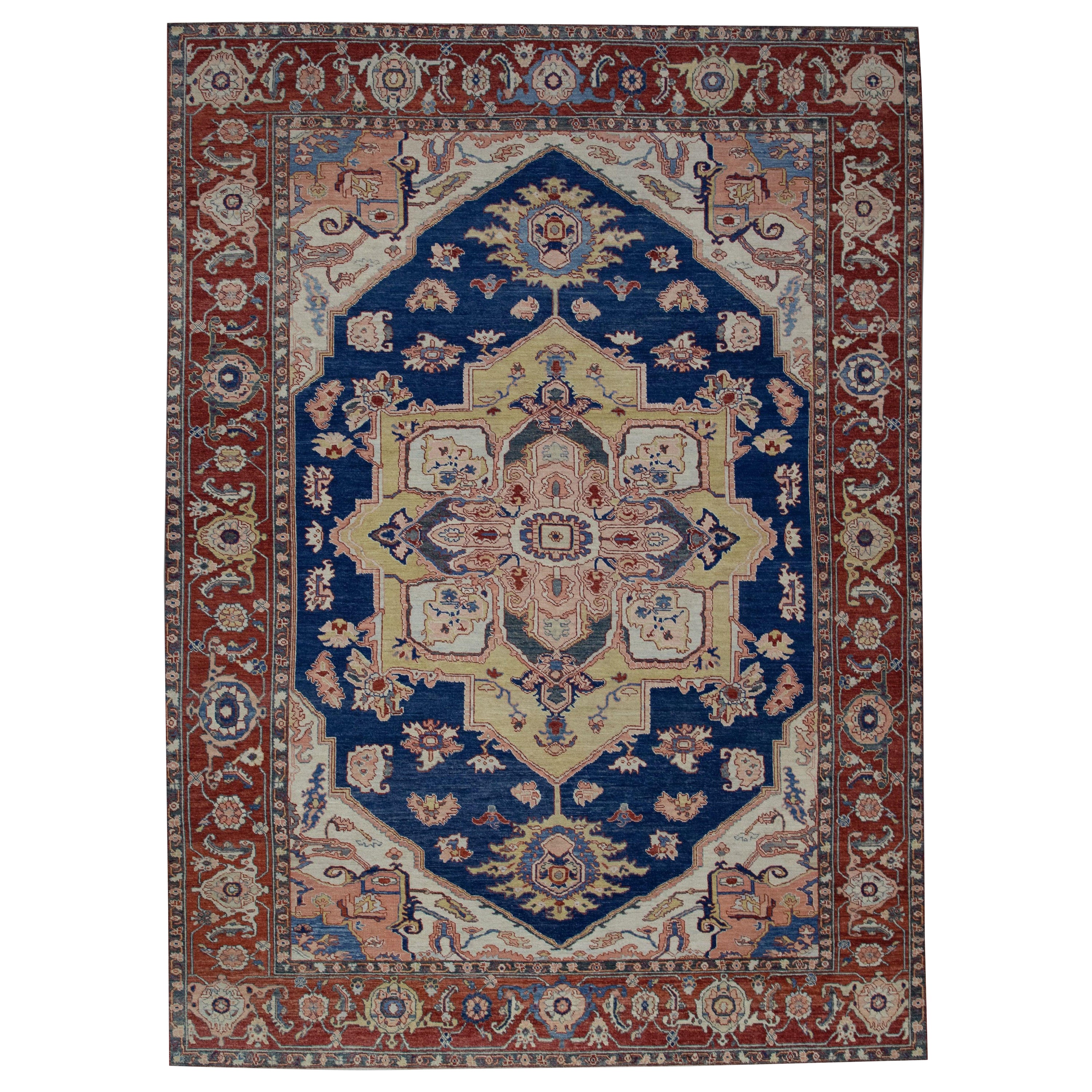 Tappeto Oushak Tappeto orientale annodato a mano turco dall'aspetto antico Oushak 9'4" x 12'8" #5536
