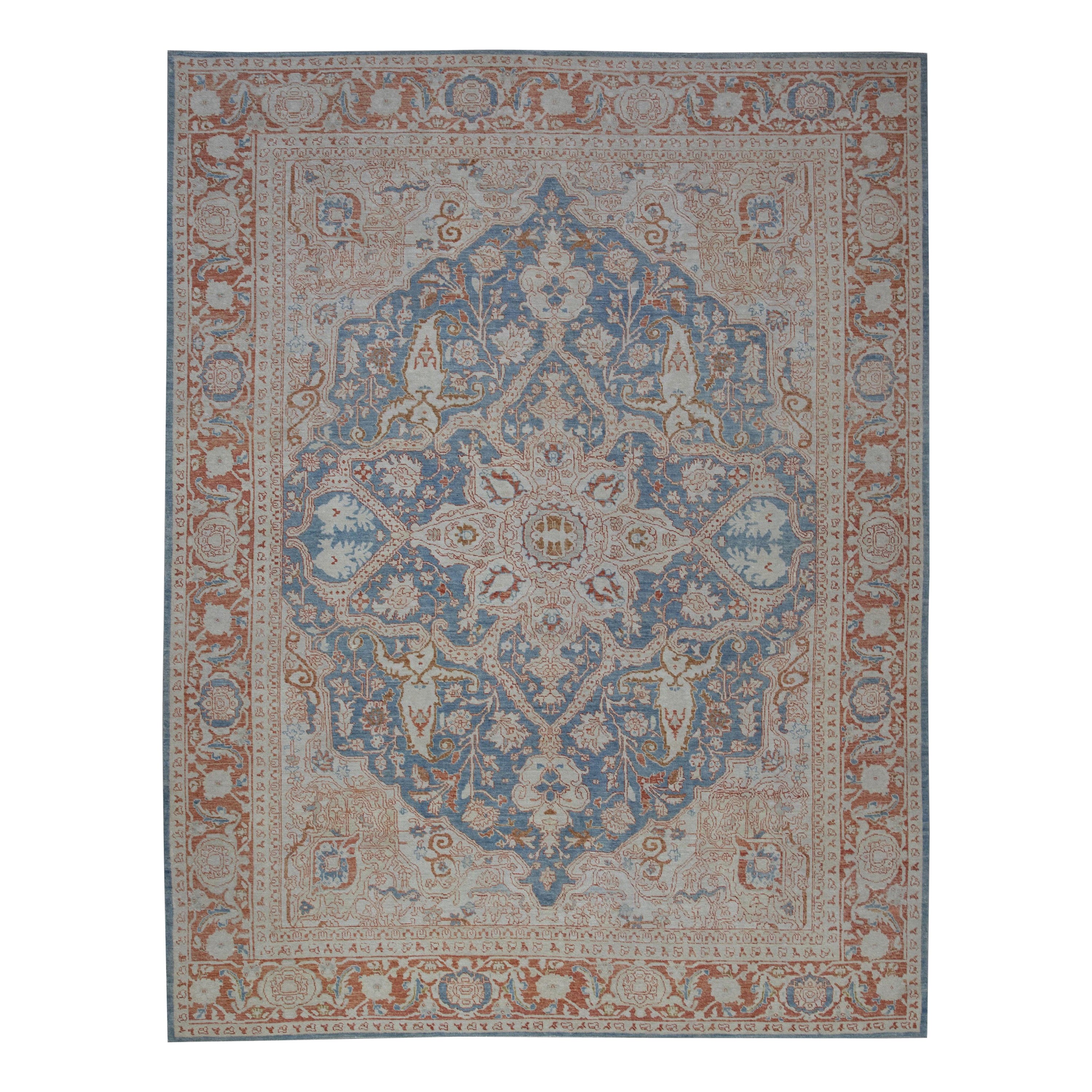 Tappeto Oushak Tappeto orientale annodato a mano turco dall'aspetto antico Oushak 9'4" x 12'1" #5922