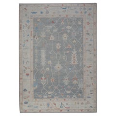 Alfombra Oushak Oriental Anudada a Mano Turca Aspecto Antiguo Oushak 9'3" x 12'4" #5224