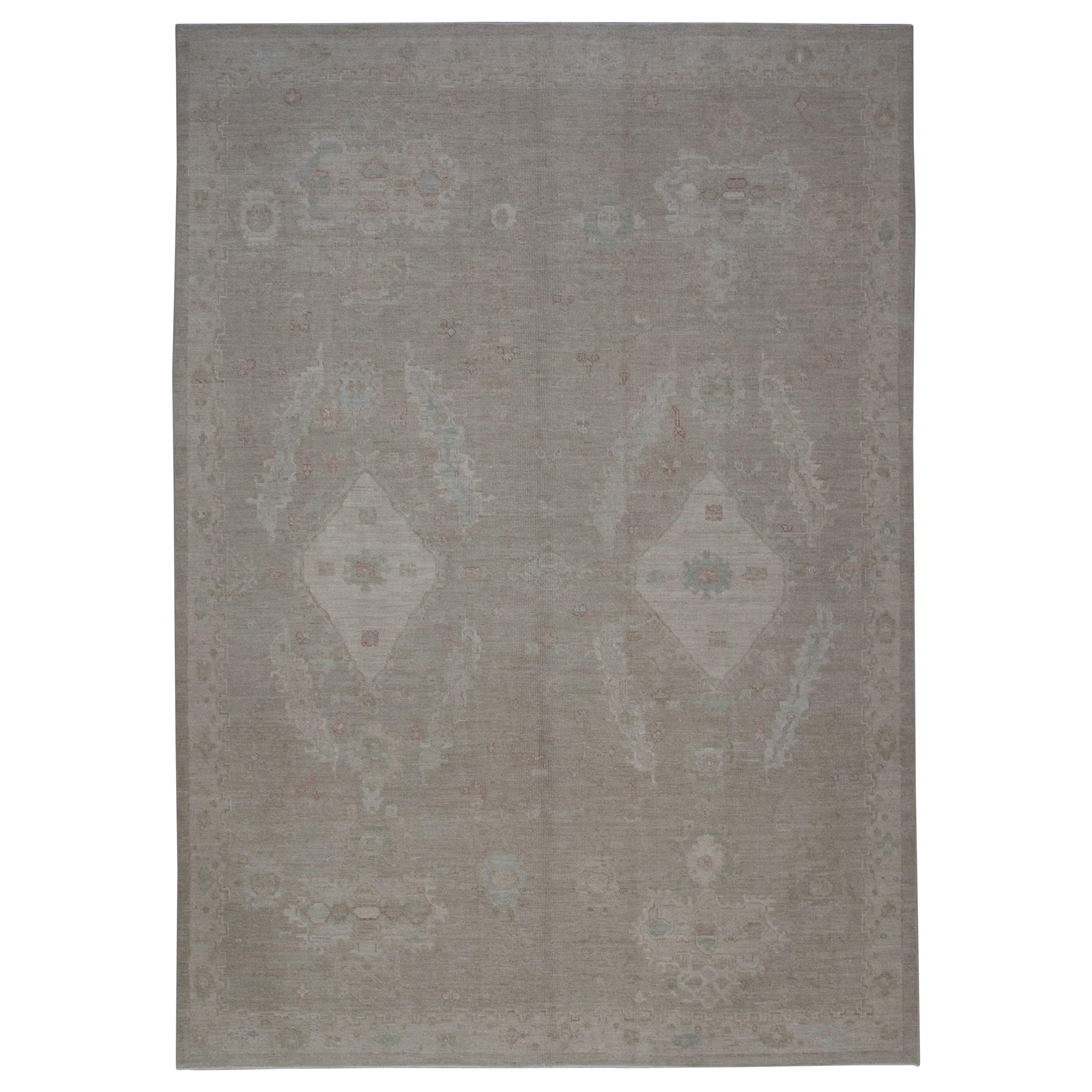 Tapis oriental noué à la main turc Oushak 8'10" x 11'11" n°5323