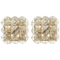 Pair of Crystal Glass and Brass Sconces in the style of Lobmeyr 7