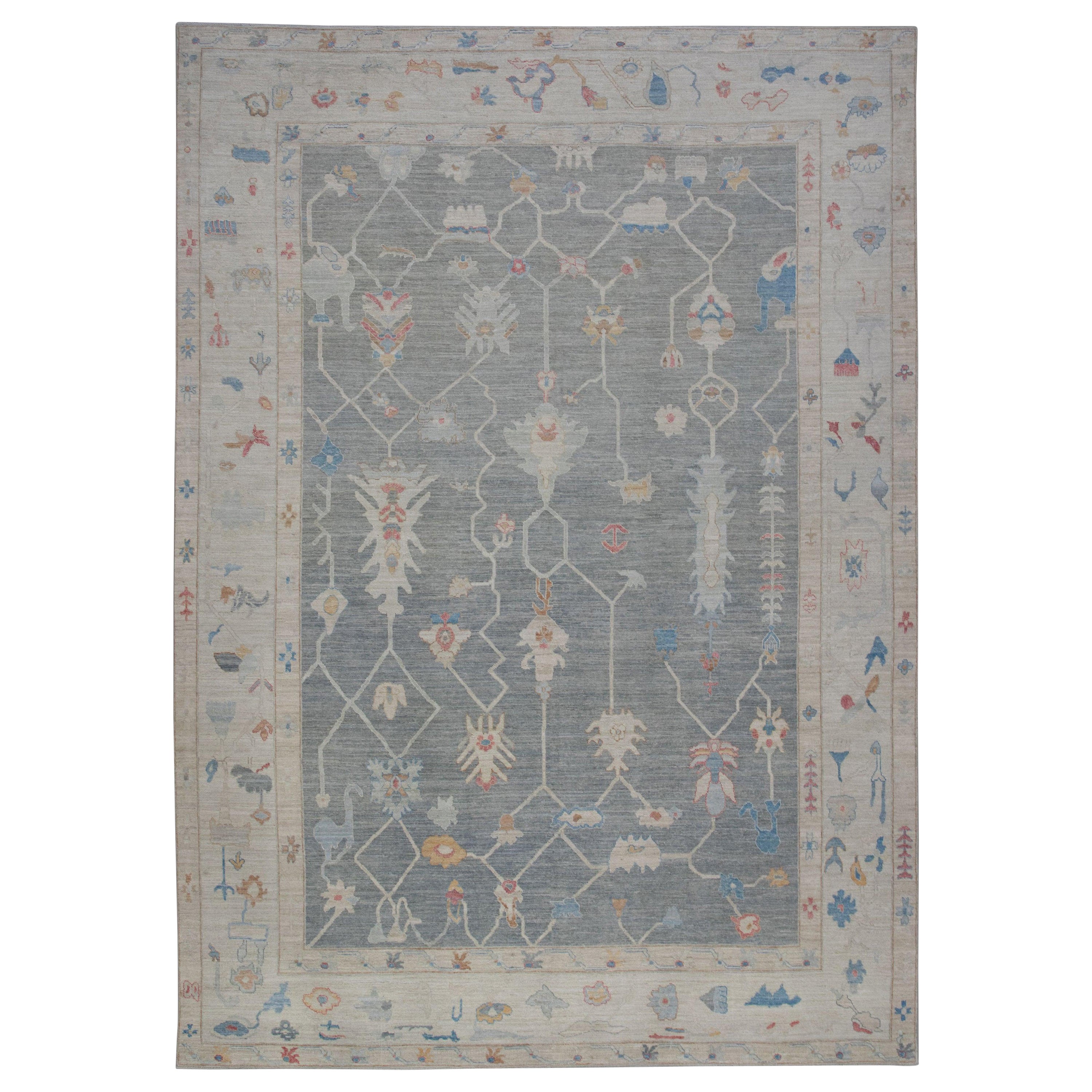 Oushak Rug Oriental Hand Knotted Turkish Antique Look Oushak 9'4" x 12'7" #5225