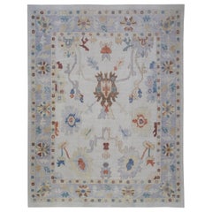 Alfombra Oushak Oriental Anudada a Mano Turca Oushak 12'6" x 15'8" #5977