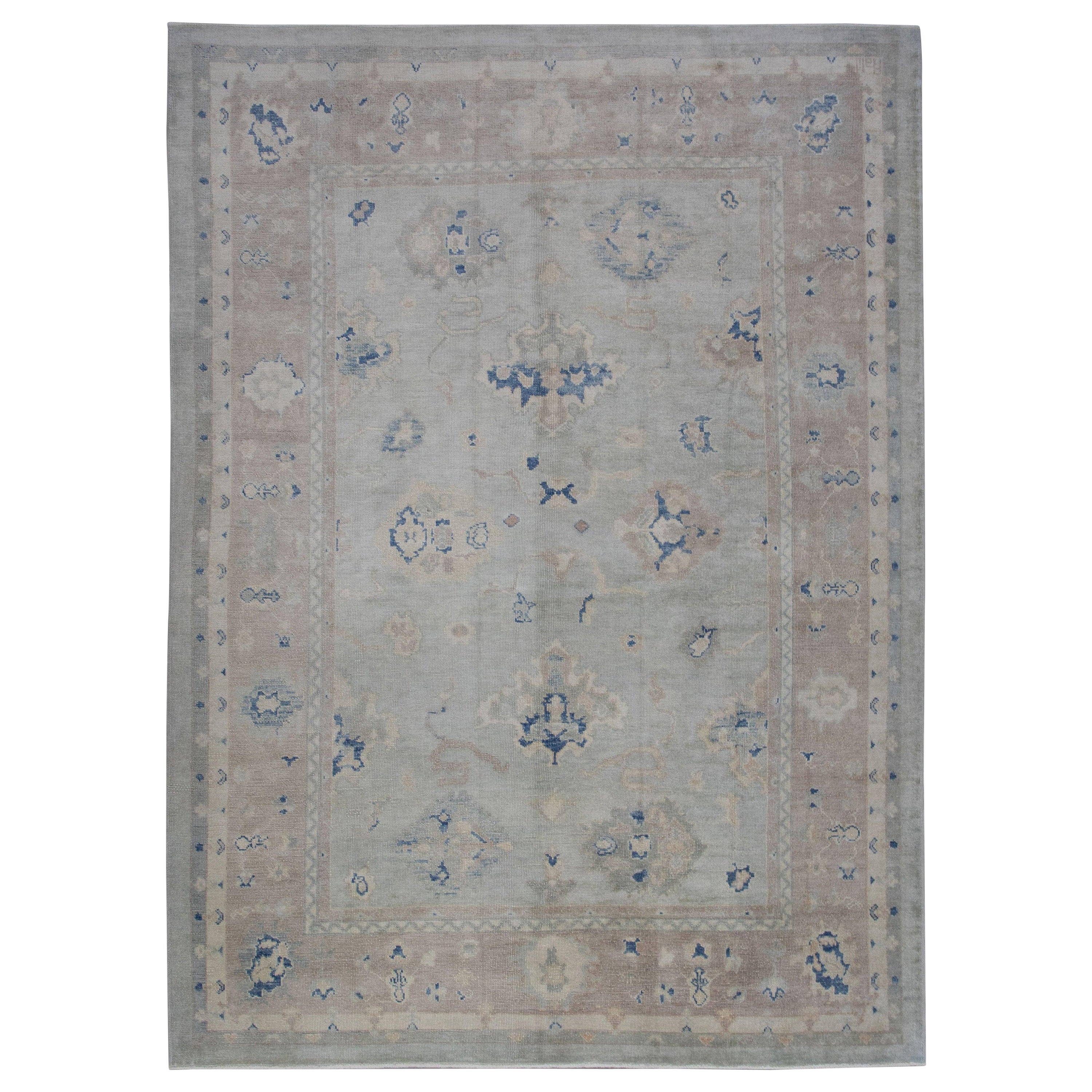 Alfombra Oushak Oriental Anudada a Mano Turca Oushak 9'1" x 12'3" #5481