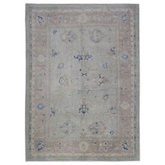 Alfombra Oushak Oriental Anudada a Mano Turca Oushak 9'1" x 12'3" #5481