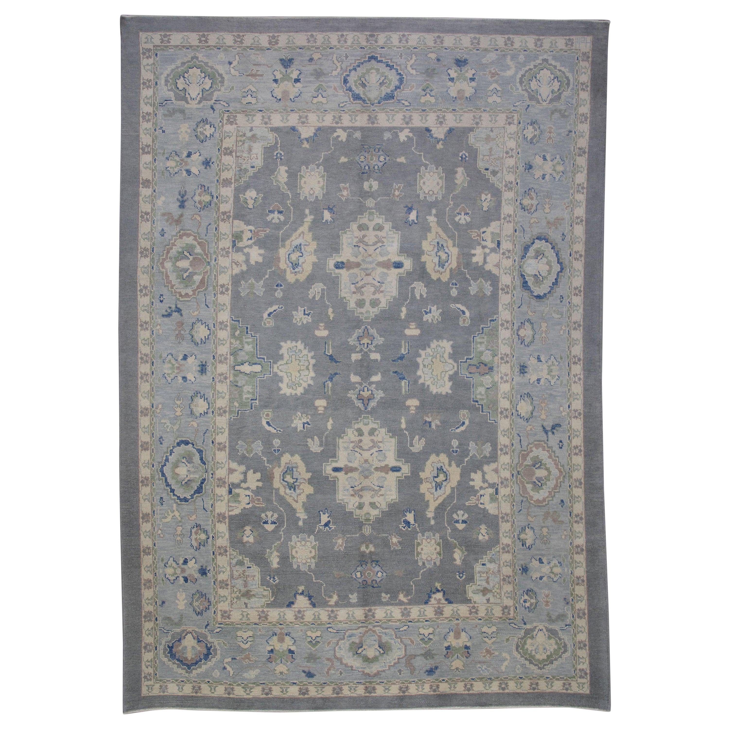 Tapis oriental noué à la main turc Oushak 9'2" x 12'6" n°5441