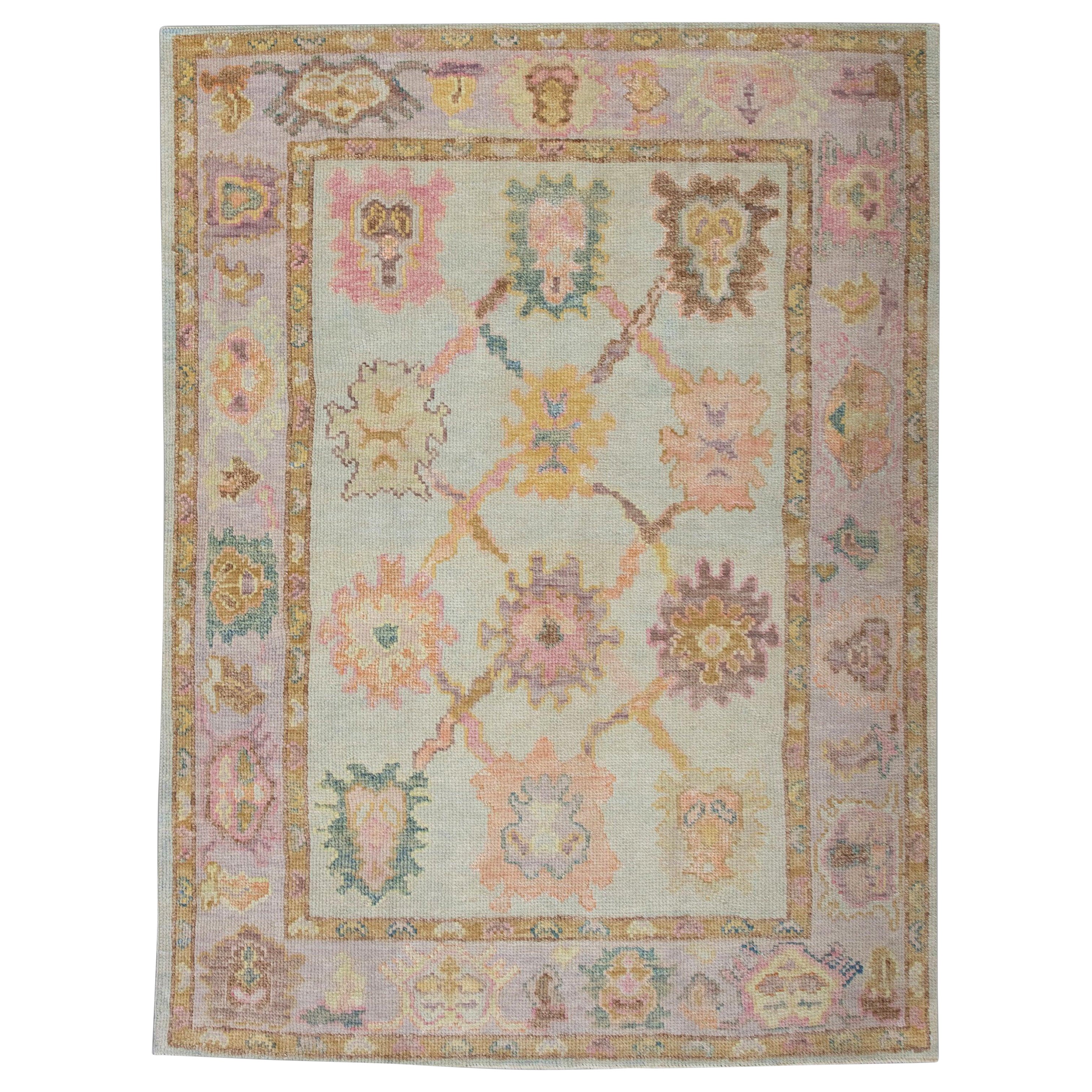 Oushak Rug Oriental Hand Knotted Turkish Oushak 4' x 5'4" #6047