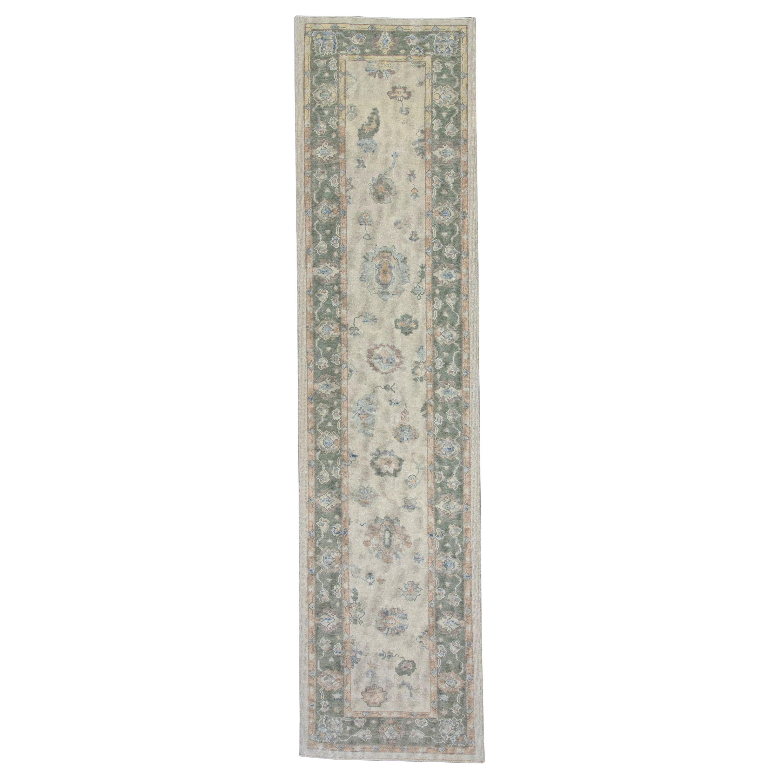 Oushak Rug Oriental Hand Knotted Turkish Oushak 3'2' x 12'4" #5562
