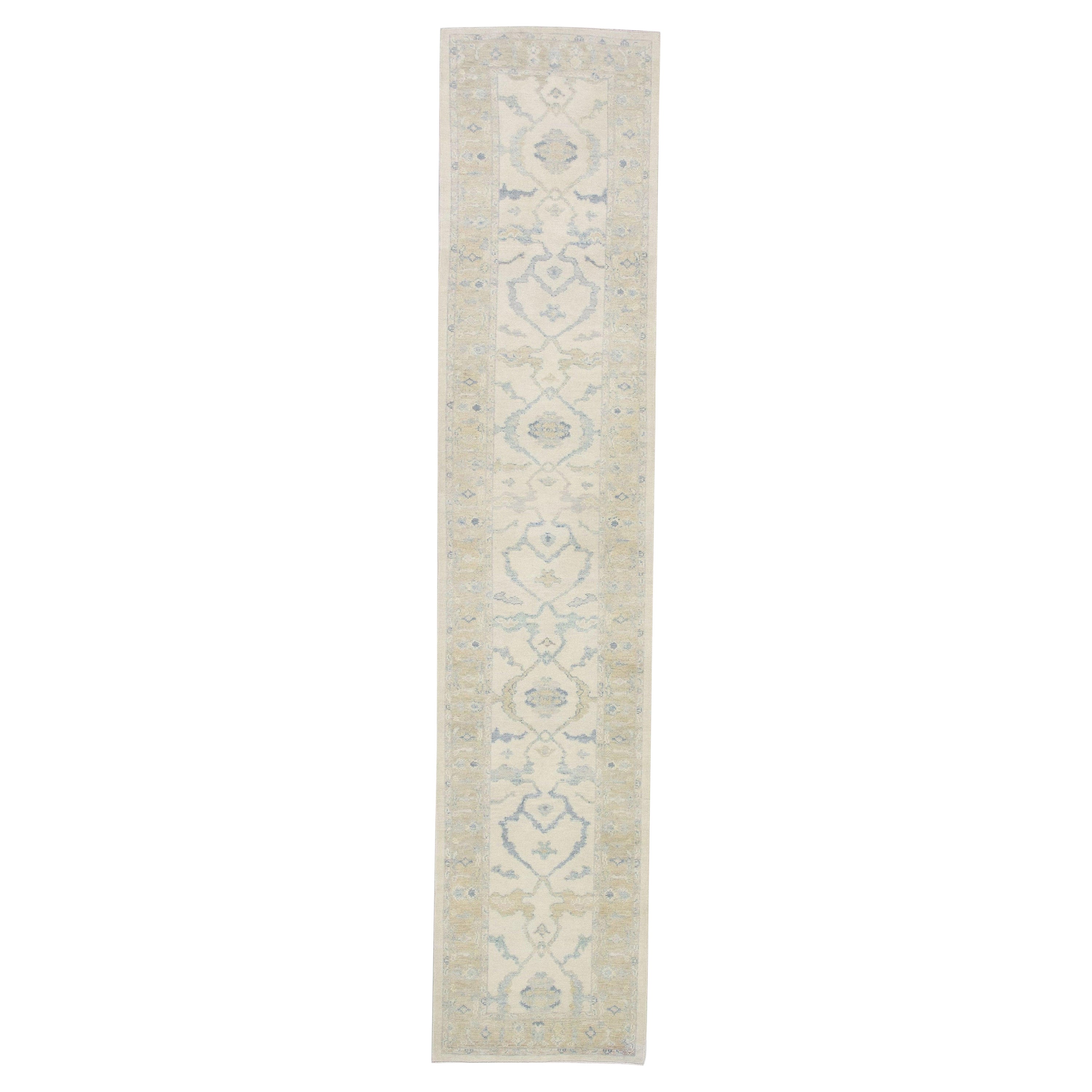 Tappeto Oushak Orientale annodato a mano Turco Oushak 3'1" x 14'3" #4763