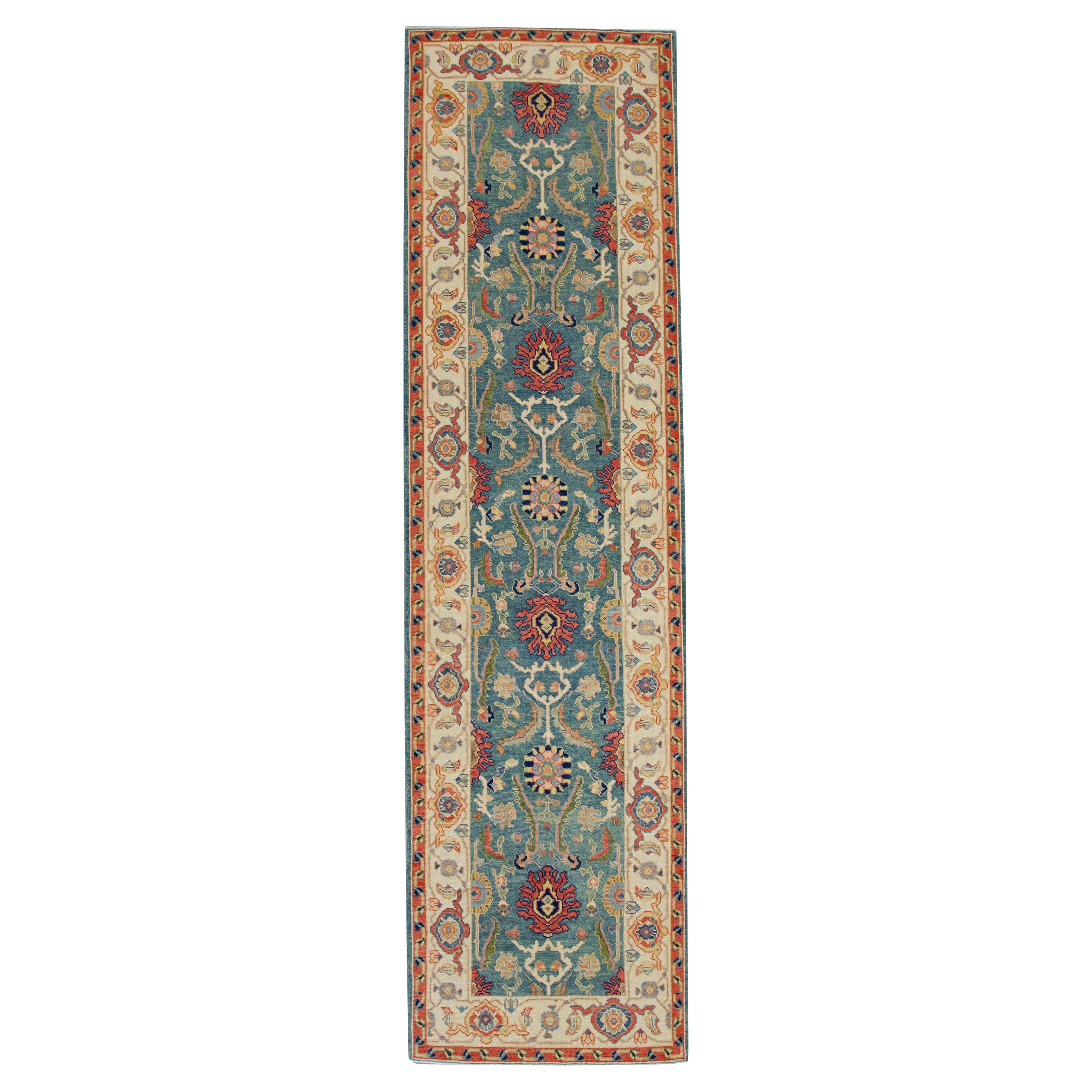 Oushak Rug Oriental Hand Knotted Turkish Antique Look Oushak 2'10" x 12'7" #5898