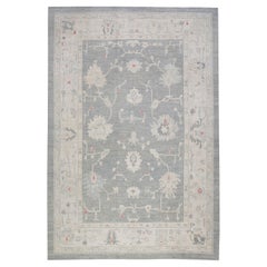 Alfombra Oushak Oriental Anudada a Mano Turca Oushak 9' x 12'10" #4277