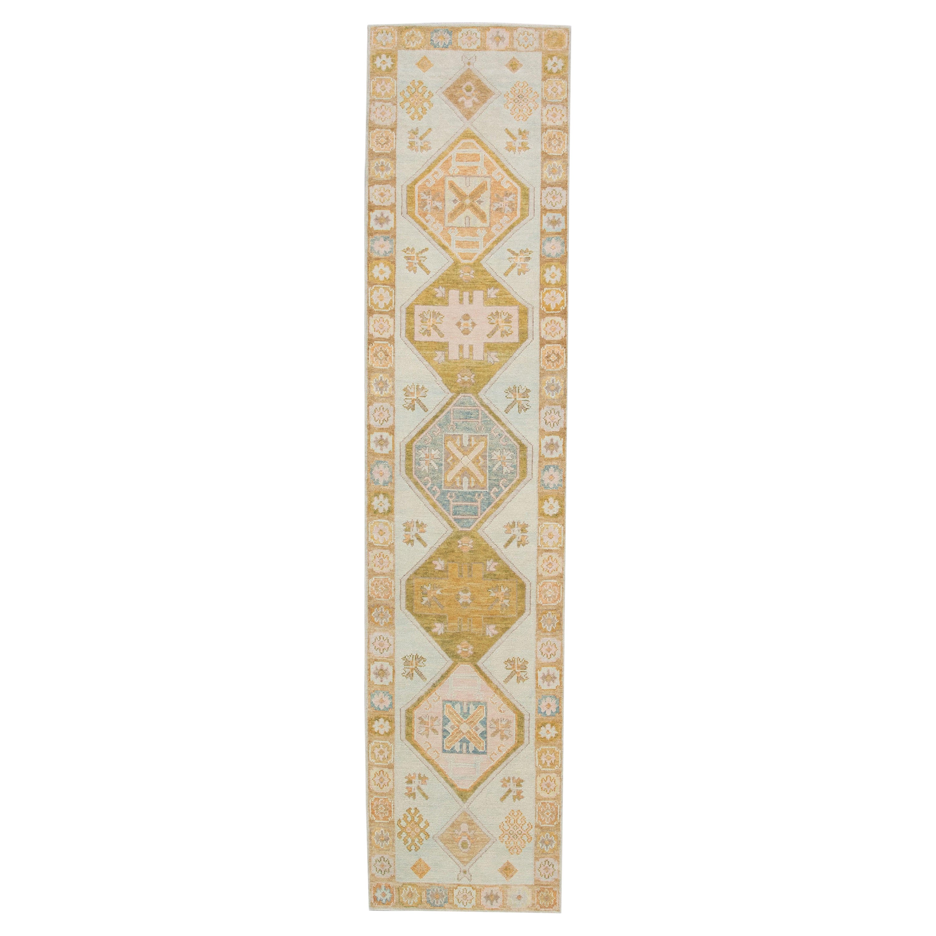 Oushak Rug Oriental Hand Knotted Turkish Oushak 2'10" x 12'1" #4382
