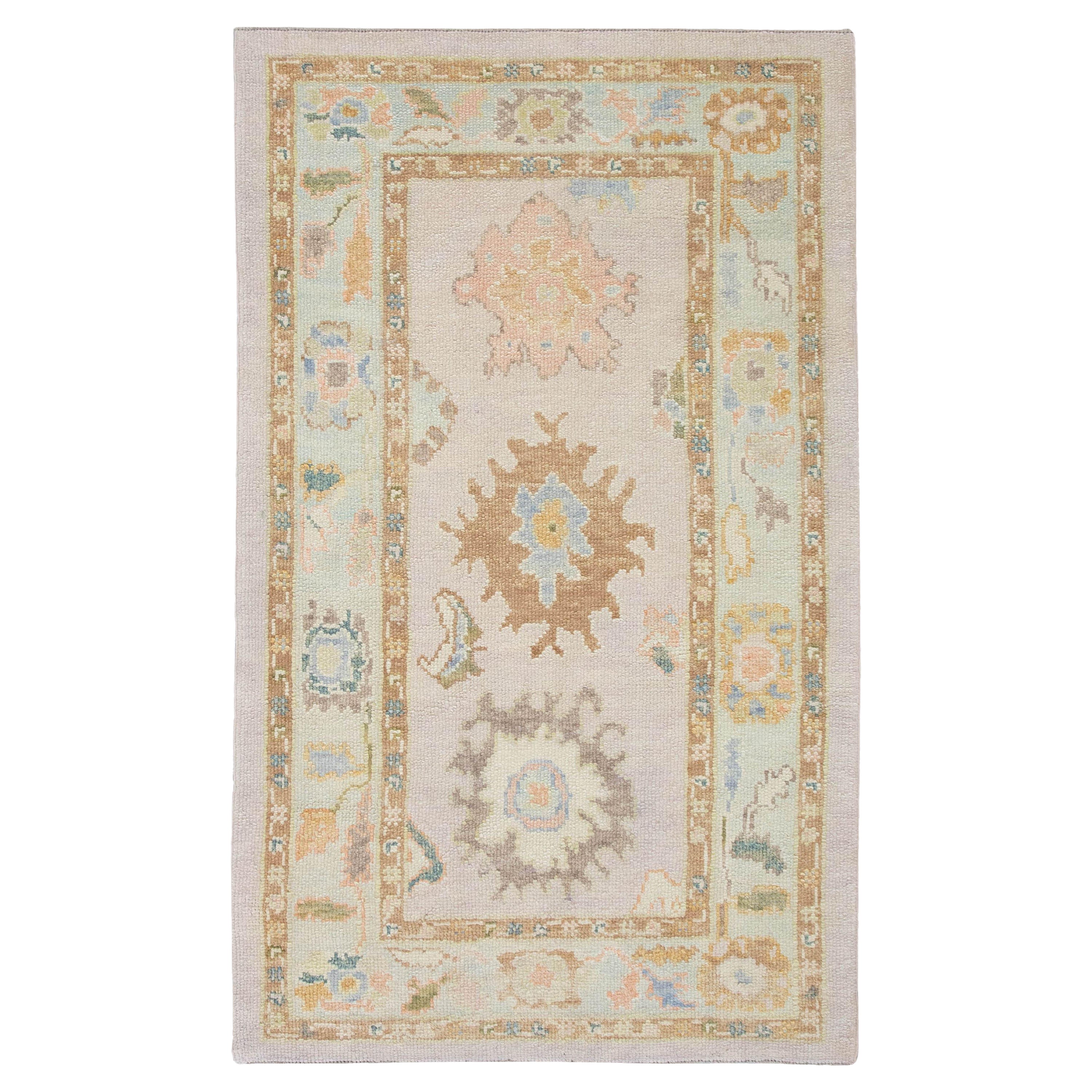 Alfombra Oushak Oriental Anudada a Mano Turca Oushak 3'4" x 5'6" #4124