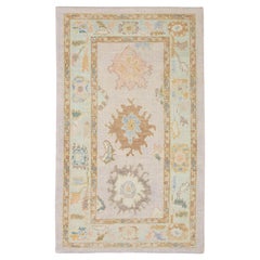 Alfombra Oushak Oriental Anudada a Mano Turca Oushak 3'4" x 5'6" #4124