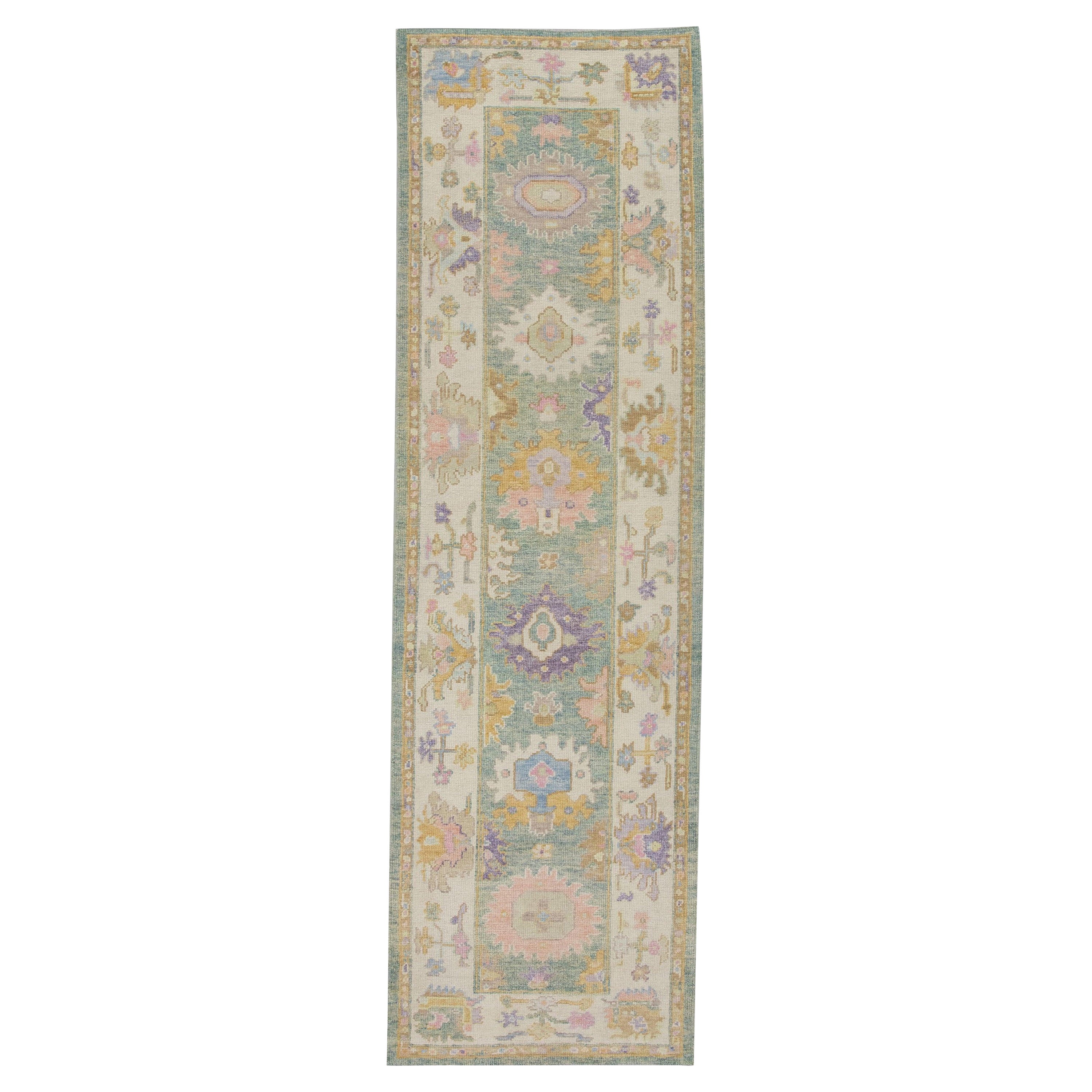 Oushak Rug Oriental Hand Knotted Turkish Oushak 3'1" x 10'9" #4439