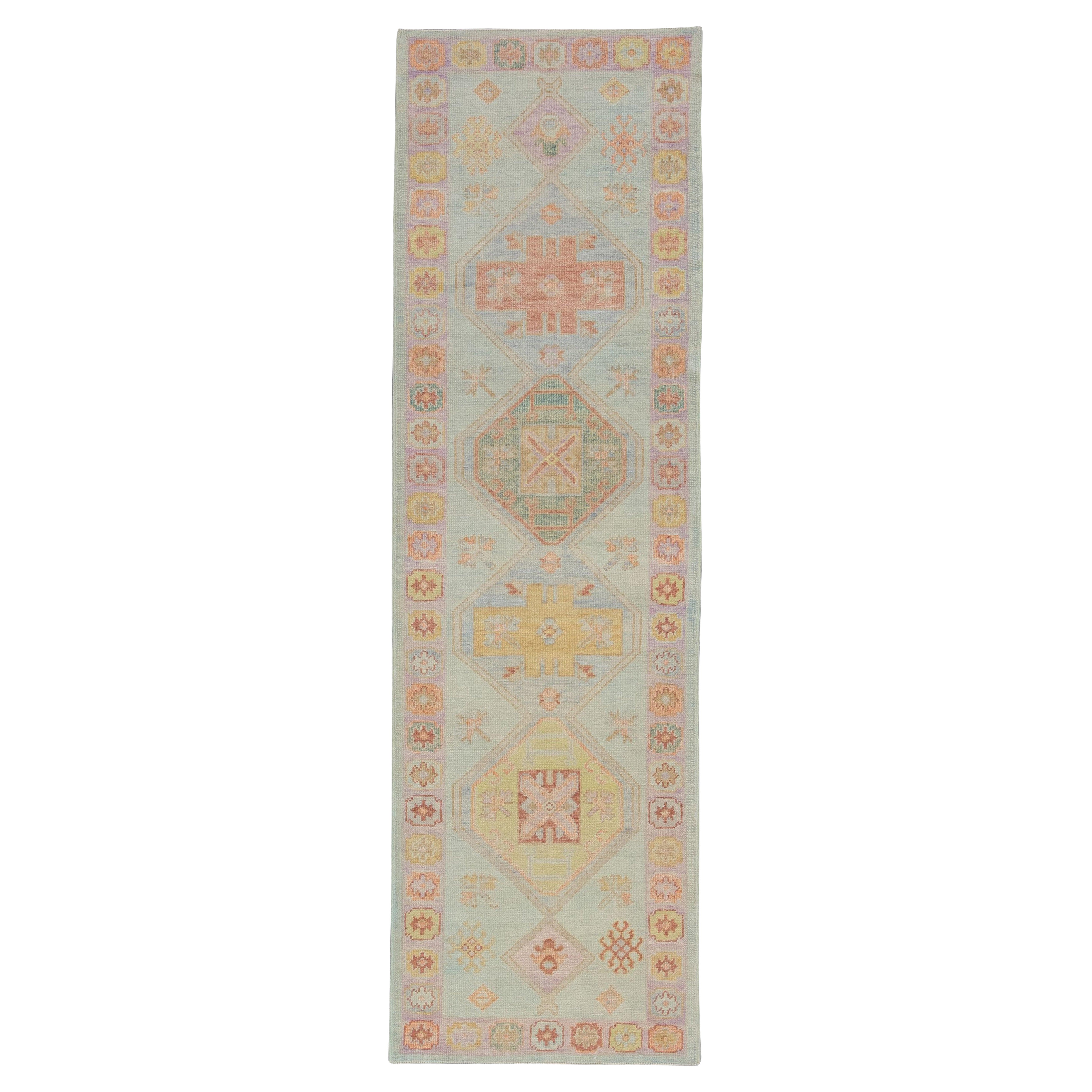 Oushak Rug Oriental Hand Knotted Turkish Oushak 3'1 x 10'1" #4020